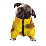 Yellow Daisy Flower Print Dog Zip Up Jacket