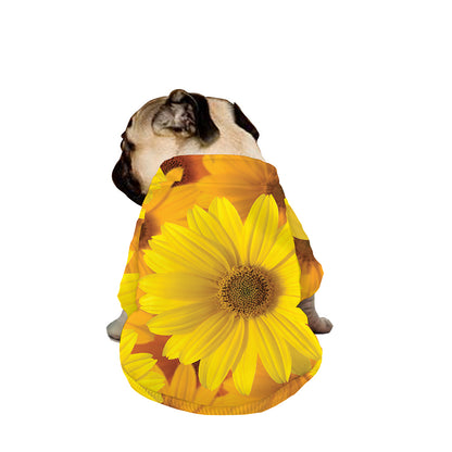 Yellow Daisy Flower Print Dog Zip Up Jacket