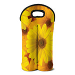 Yellow Daisy Flower Print Double Neoprene Wine Tote