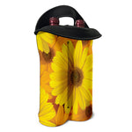 Yellow Daisy Flower Print Double Neoprene Wine Tote