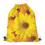 Yellow Daisy Flower Print Drawstring Bag