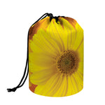 Yellow Daisy Flower Print Drawstring Makeup Bag