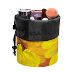 Yellow Daisy Flower Print Drawstring Makeup Bag