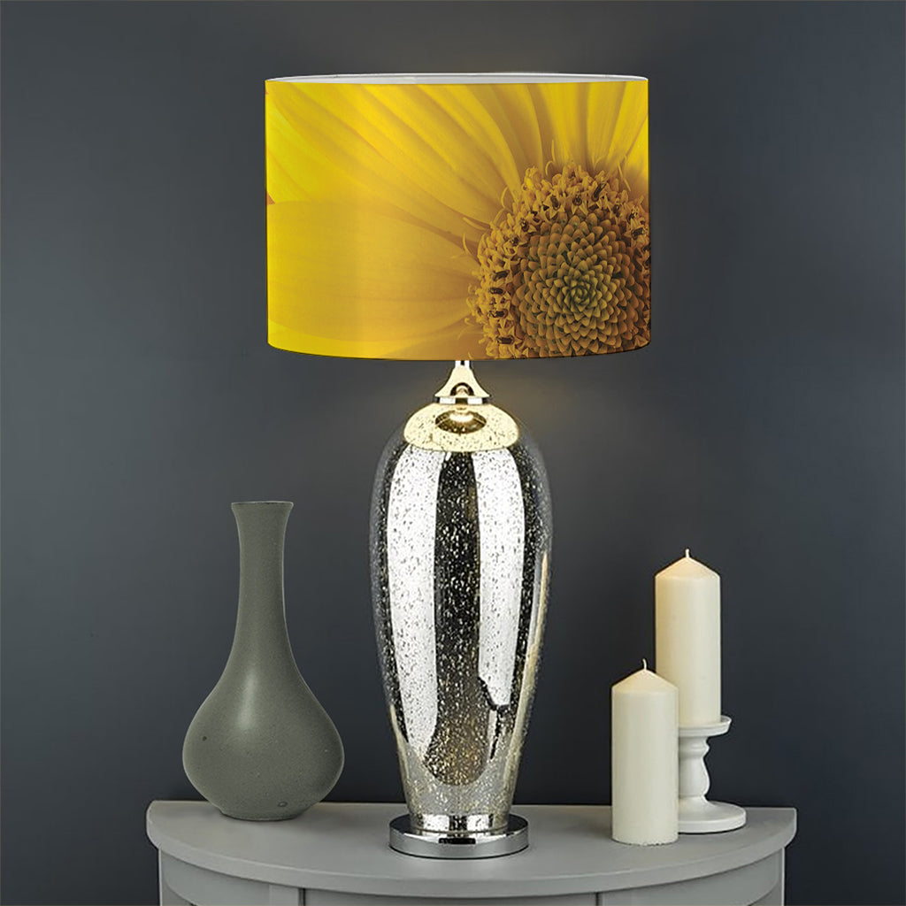 Yellow Daisy Flower Print Drum Lamp Shade