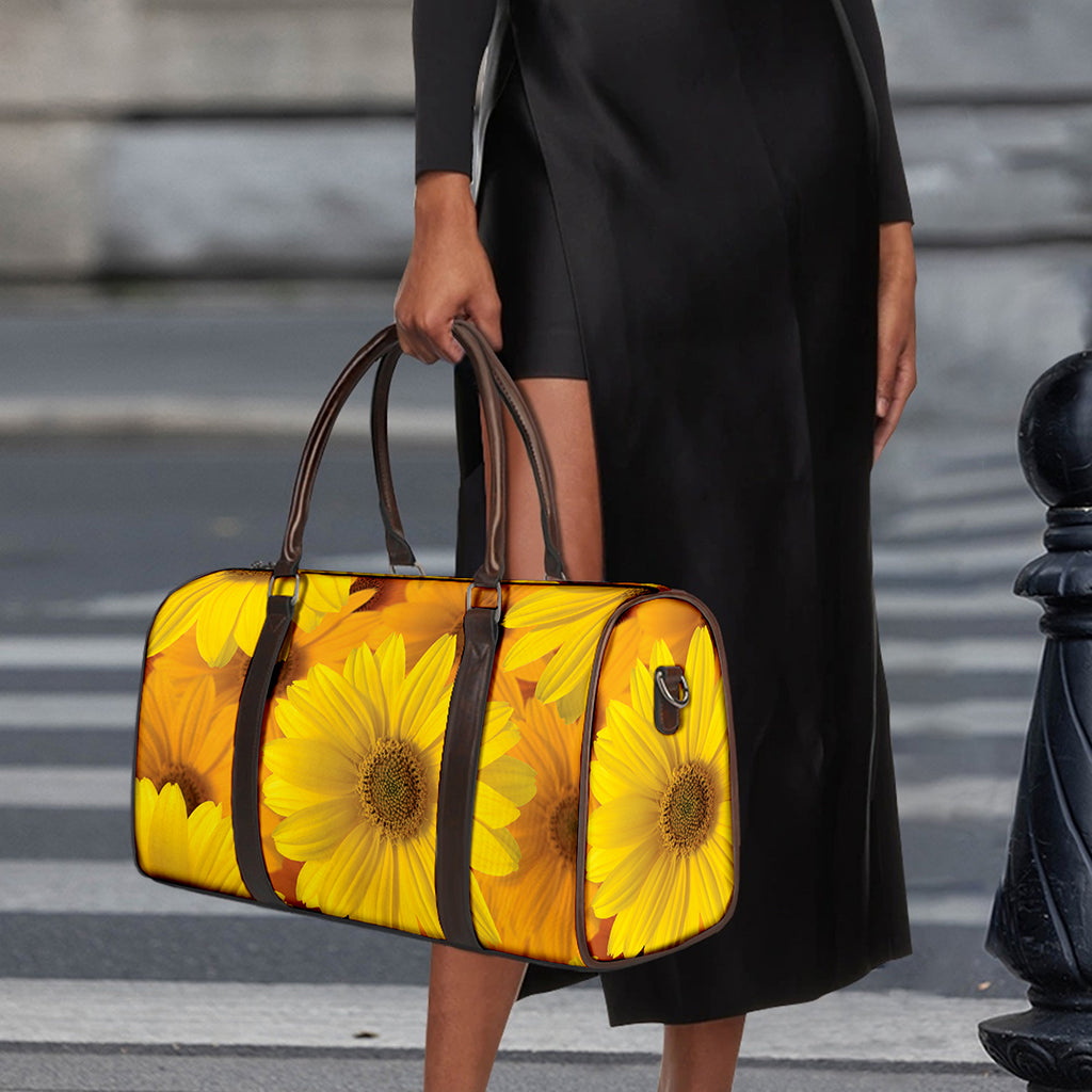 Yellow Daisy Flower Print Duffle Bag