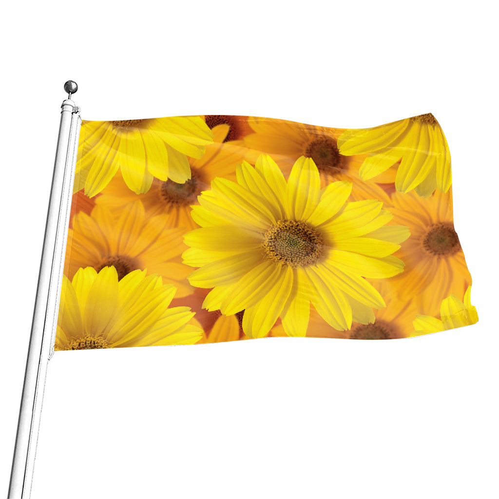Yellow Daisy Flower Print Flag