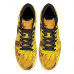 Yellow Daisy Flower Print High Top Leather Sneakers