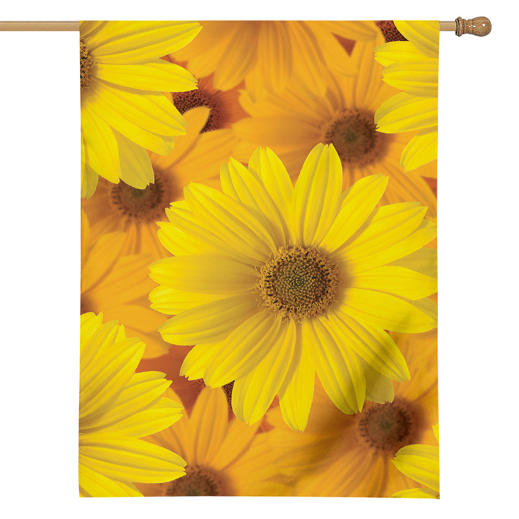Yellow Daisy Flower Print House Flag