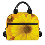 Yellow Daisy Flower Print Insulated Lunch Bag