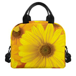 Yellow Daisy Flower Print Insulated Lunch Bag