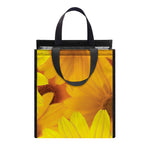 Yellow Daisy Flower Print Insulated Lunch Tote