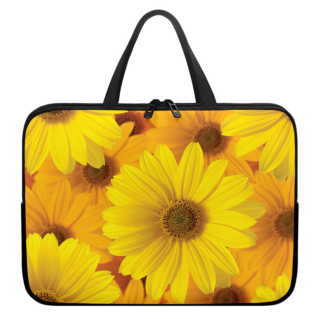 Yellow Daisy Flower Print Laptop Sleeve With Handle
