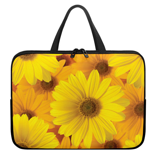 Yellow Daisy Flower Print Laptop Sleeve With Handle