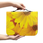 Yellow Daisy Flower Print Leather Bible Cover