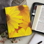 Yellow Daisy Flower Print Leather Bible Cover