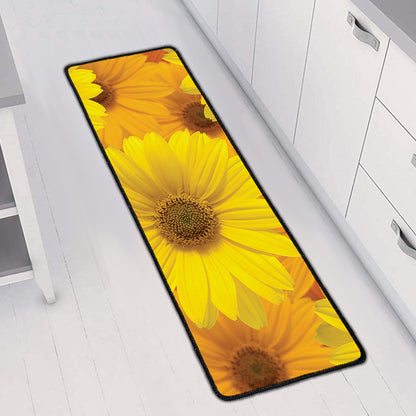 Yellow Daisy Flower Print Long Kitchen Mat