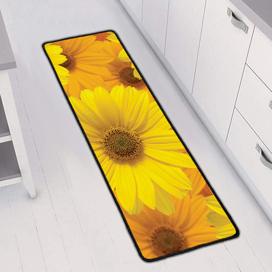 Yellow Daisy Flower Print Long Kitchen Mat