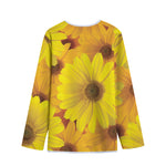 Yellow Daisy Flower Print Long Sleeve Short Coat