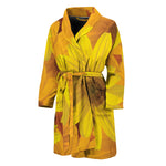 Yellow Daisy Flower Print Men's Bathrobe