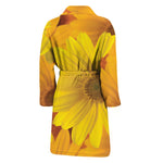 Yellow Daisy Flower Print Men's Bathrobe
