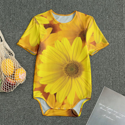 Yellow Daisy Flower Print Men's Bodysuit