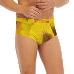 Yellow Daisy Flower Print Men's Briefs