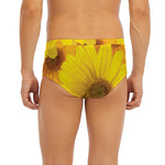 Yellow Daisy Flower Print Men's Briefs