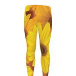 Yellow Daisy Flower Print Men's leggings