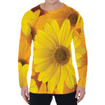 Yellow Daisy Flower Print Men's Long Sleeve T-Shirt