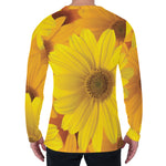 Yellow Daisy Flower Print Men's Long Sleeve T-Shirt