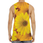 Yellow Daisy Flower Print Men's Muscle Tank Top