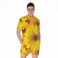 Yellow Daisy Flower Print Men's Romper