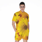 Yellow Daisy Flower Print Men's Rompers