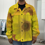 Yellow Daisy Flower Print Men's Shirt Jacket