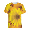 Yellow Daisy Flower Print Men's Athletic T-Shirt