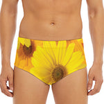 Yellow Daisy Flower Print Men's Triangle Swim Briefs