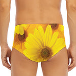 Yellow Daisy Flower Print Men's Triangle Swim Briefs