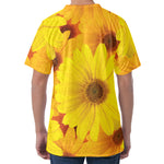 Yellow Daisy Flower Print Men's Velvet T-Shirt