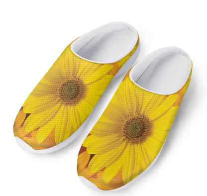 Yellow Daisy Flower Print Mesh Casual Shoes