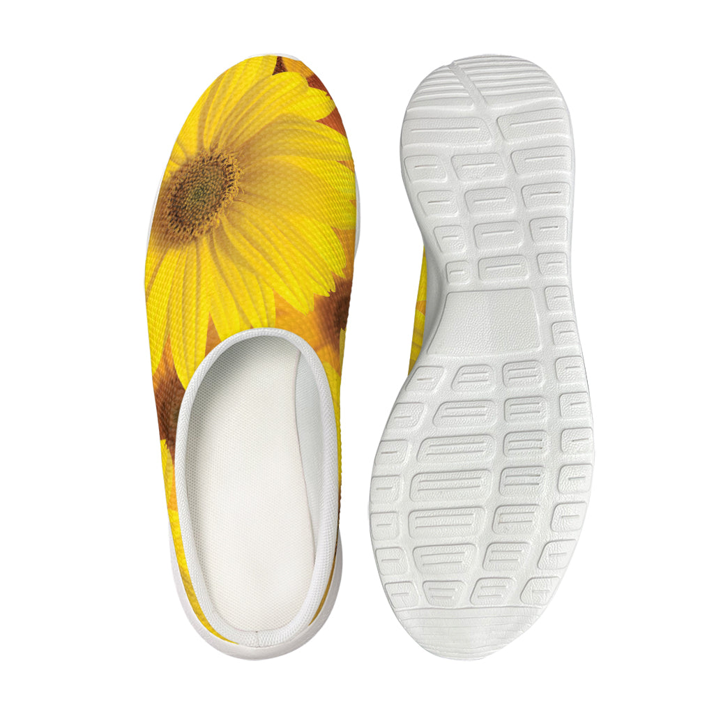 Yellow Daisy Flower Print Mesh Casual Shoes