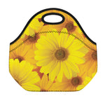 Yellow Daisy Flower Print Neoprene Lunch Bag