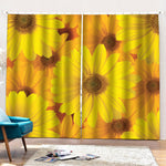 Yellow Daisy Flower Print Pencil Pleat Curtains