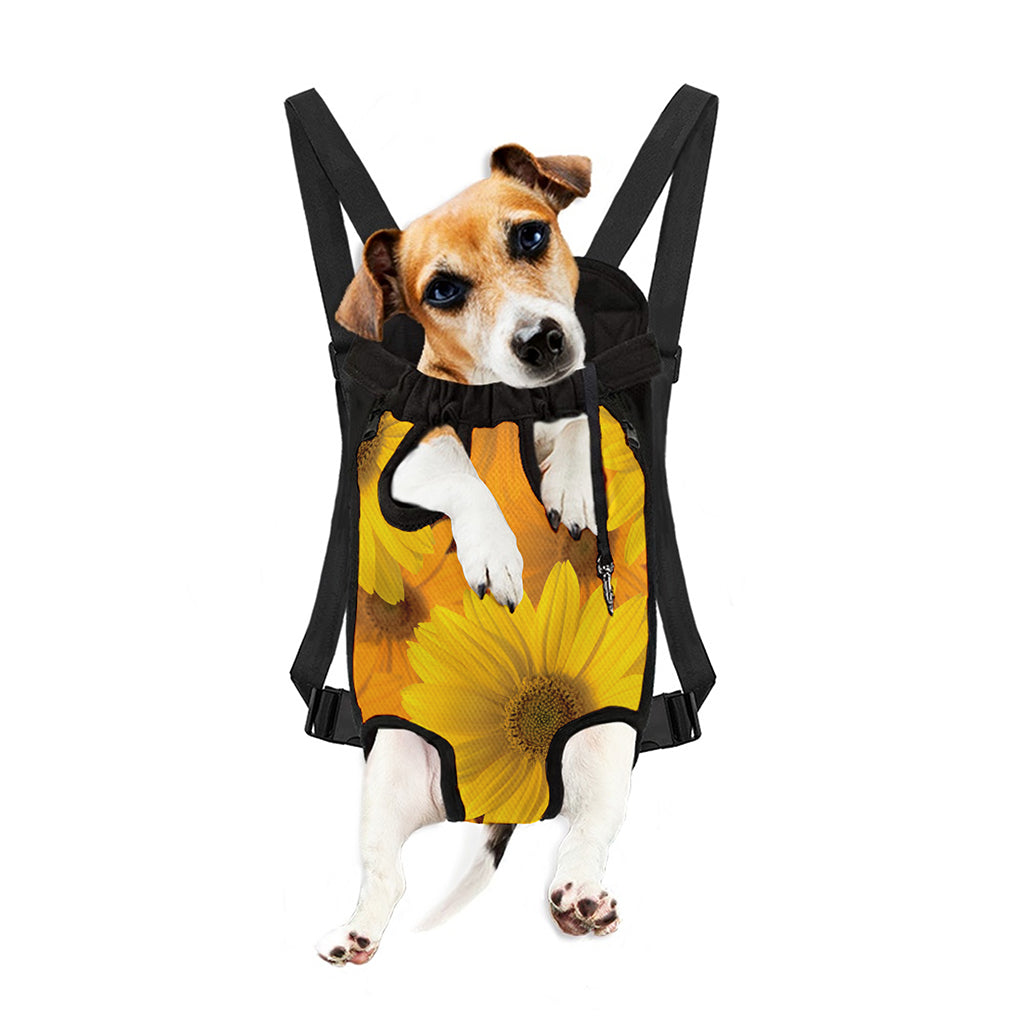 Yellow Daisy Flower Print Pet Carrier Backpack