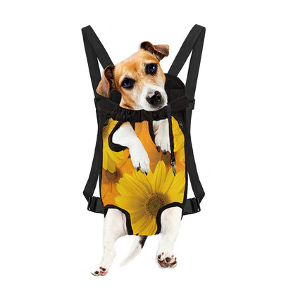 Yellow Daisy Flower Print Pet Carrier Backpack