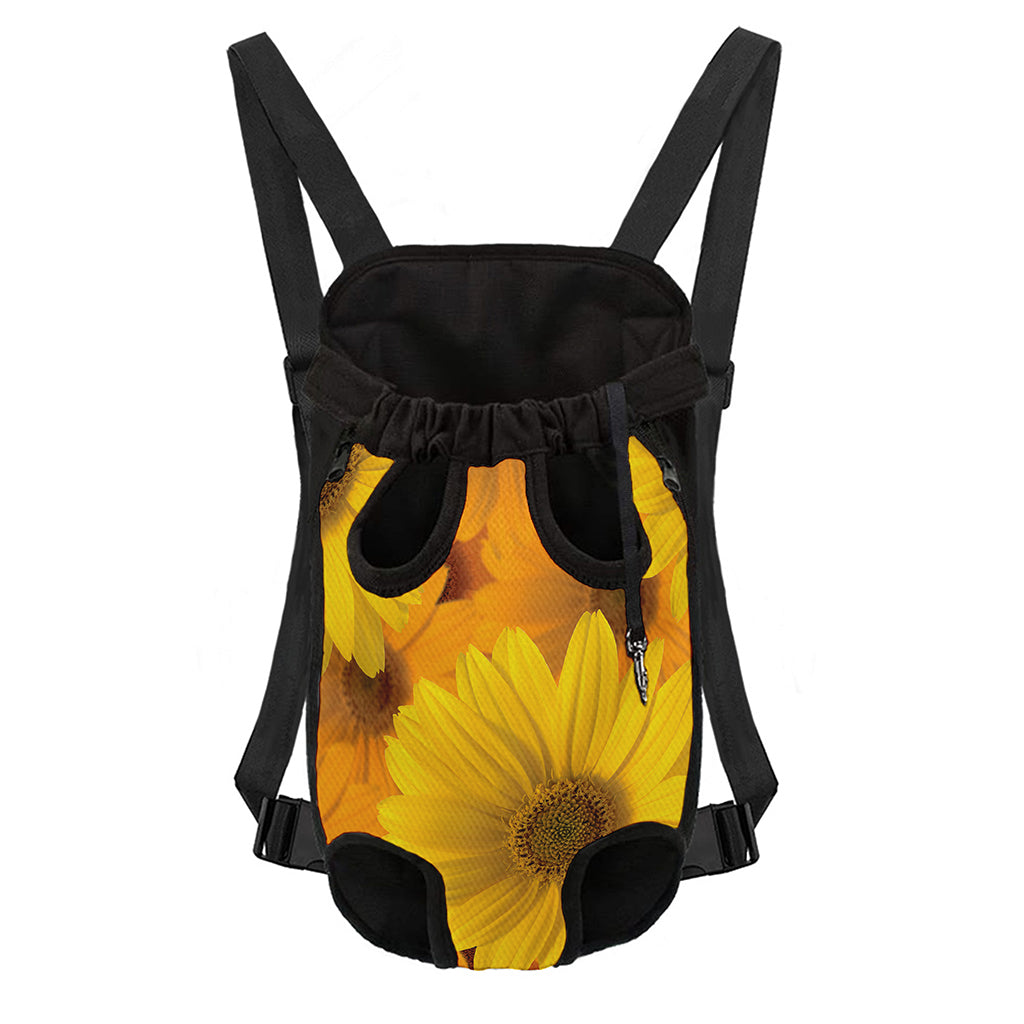 Yellow Daisy Flower Print Pet Carrier Backpack