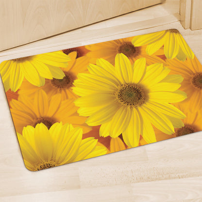 Yellow Daisy Flower Print Polyester Doormat