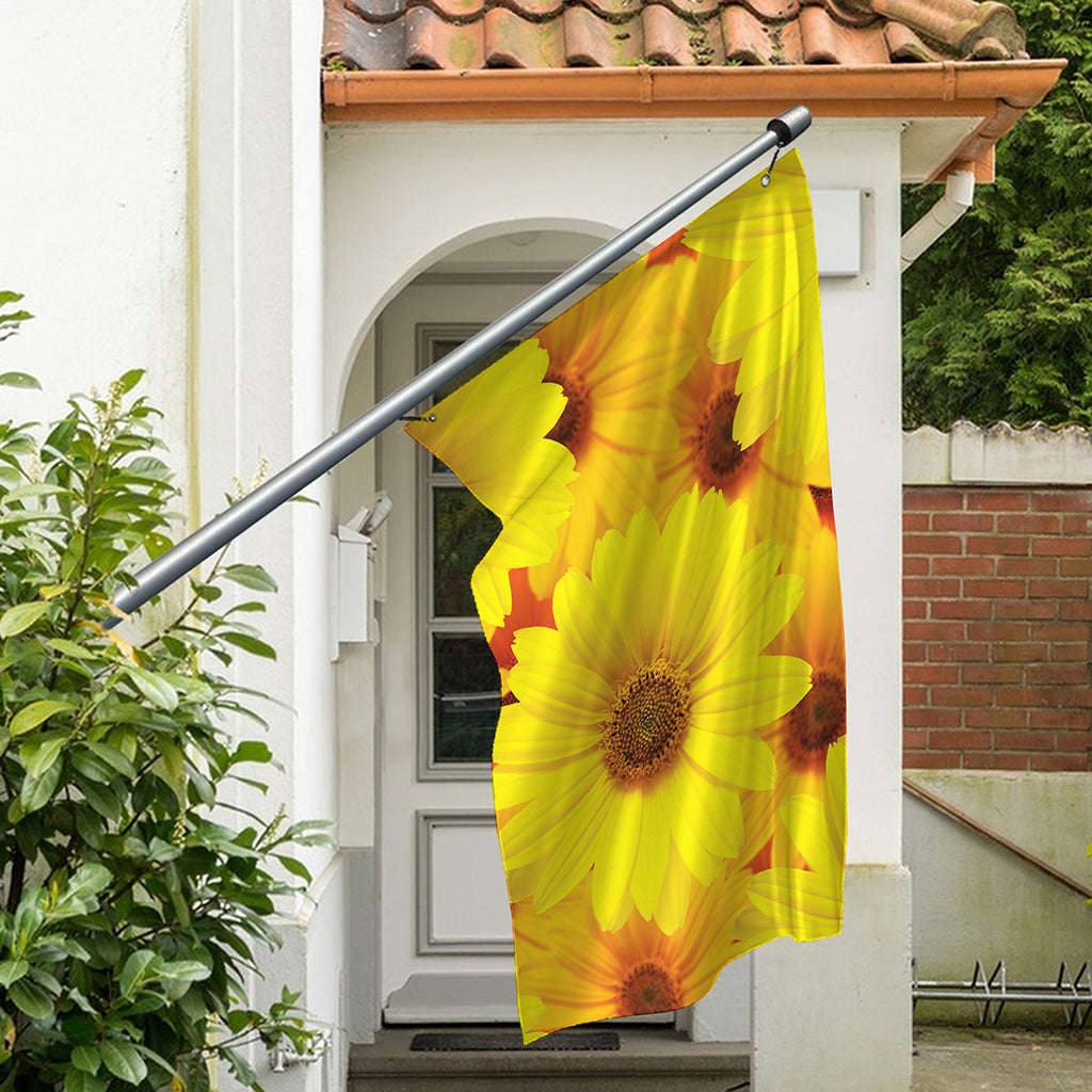 Yellow Daisy Flower Print Polyester Flag