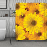 Yellow Daisy Flower Print Polyester Shower Curtain