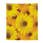 Yellow Daisy Flower Print Polyester Shower Curtain
