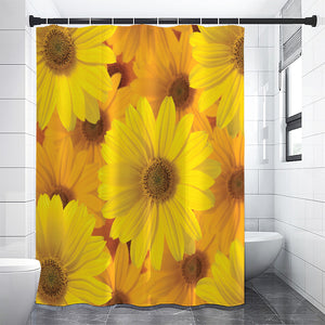 Yellow Daisy Flower Print Premium Shower Curtain